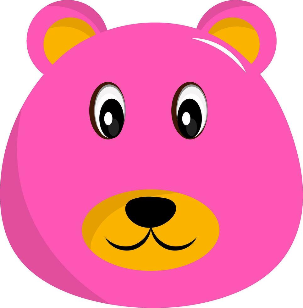 Pink And Yellow Teddy Face Flat Icon. vector