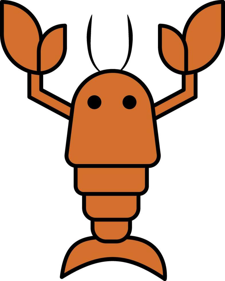 Isolated Lobster Animal Icon In Orange Color. vector