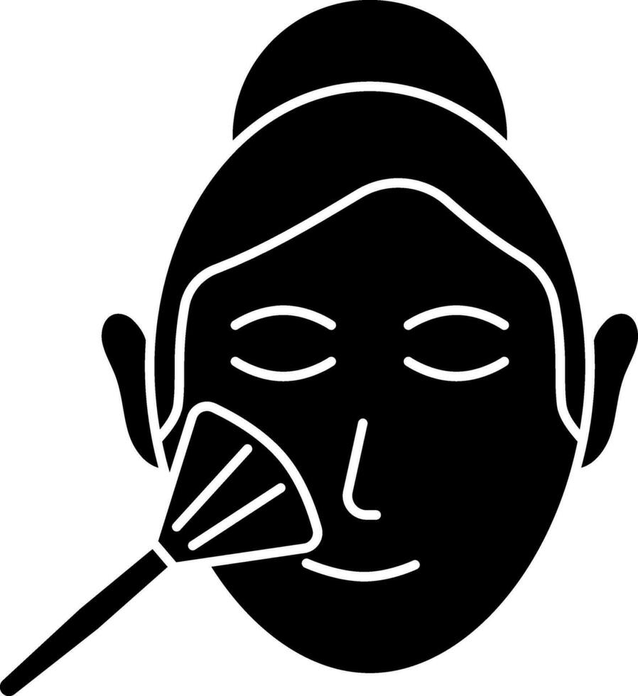 Applying Makeup On Face Icon In Black And White Color. vector