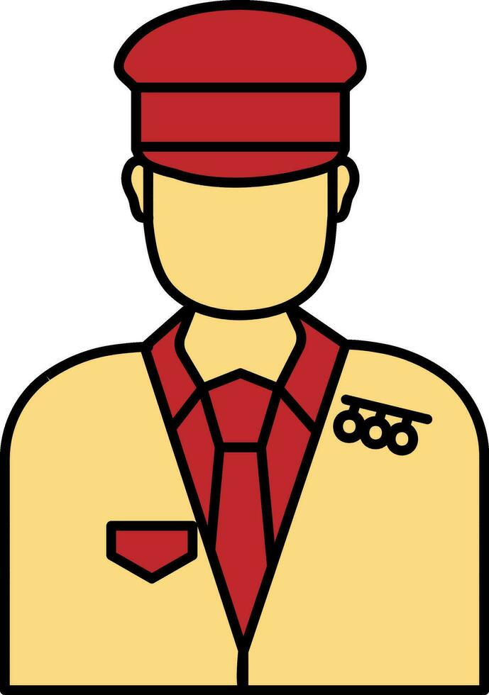 Sailor Or Captain Character Icon In Red And Yellow Color. vector