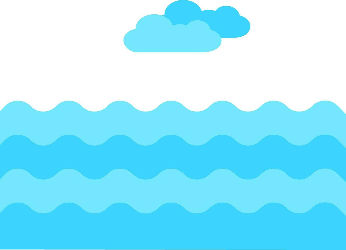 River With Cloud Icon In Blue Color. vector