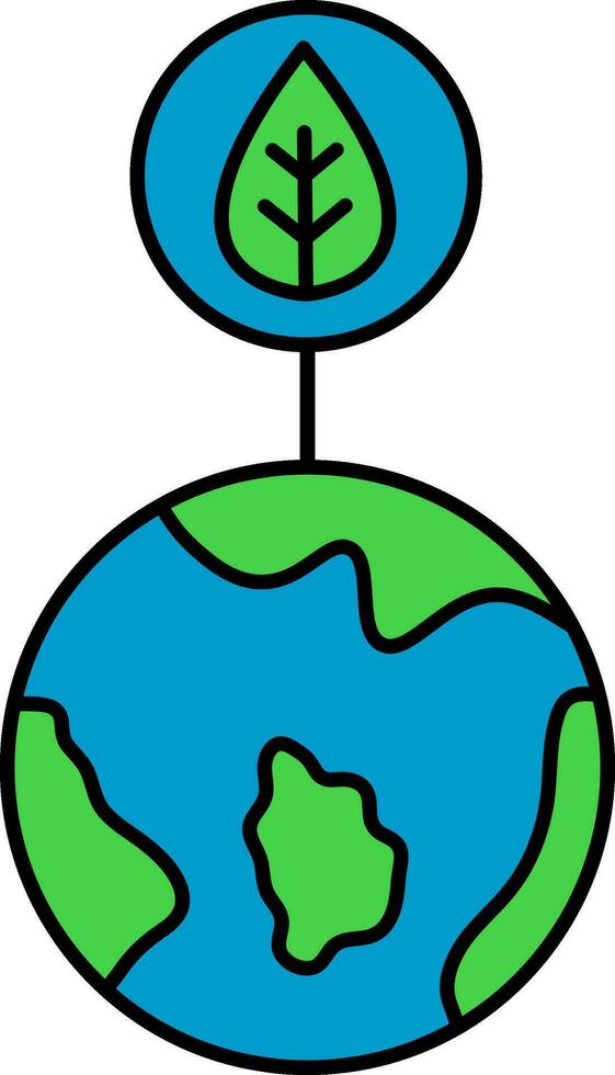 Plant In Earth Green And Blue Icon. vector