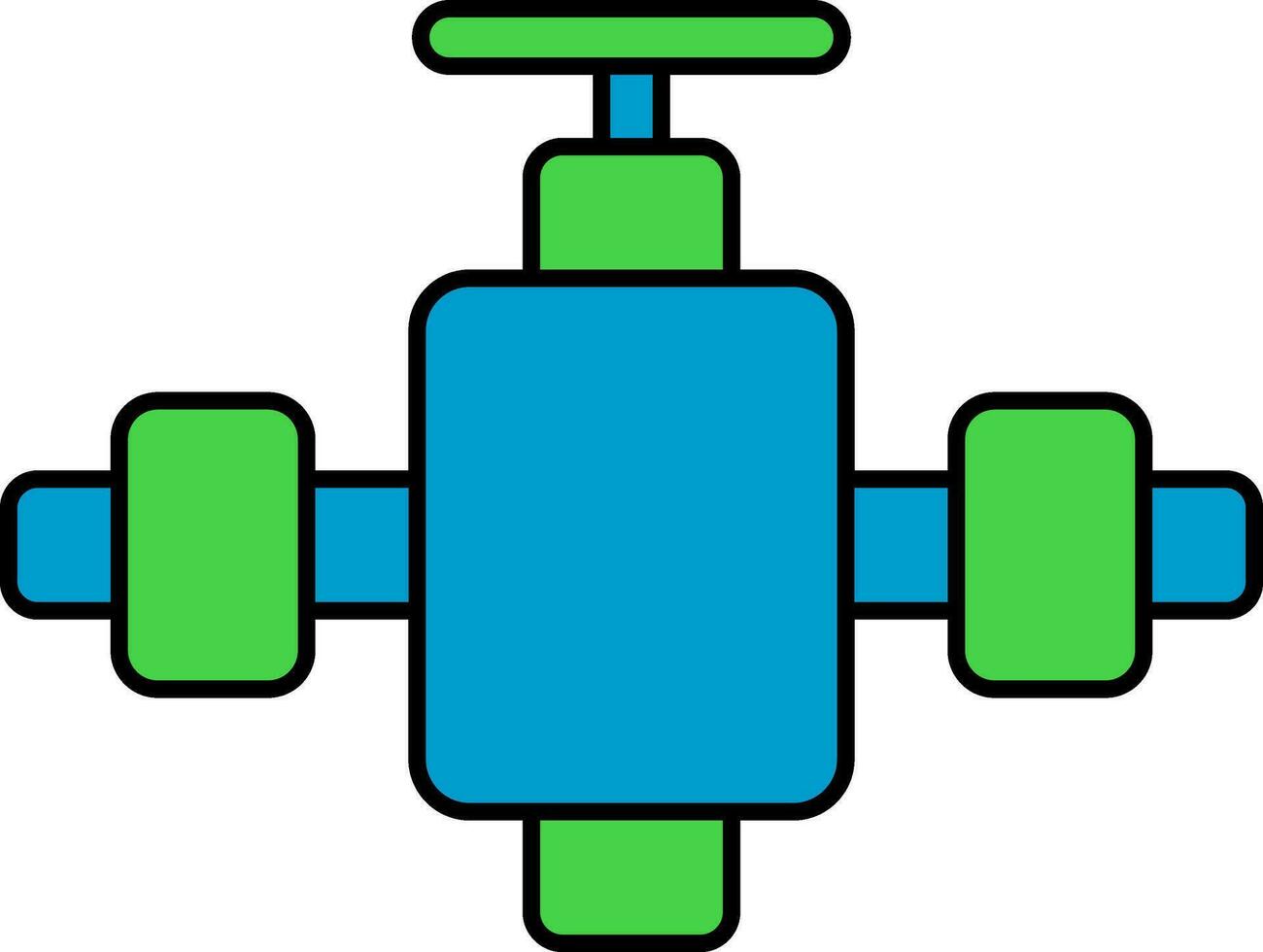 Valve With Pipe Icon In Green And Blue Color. vector
