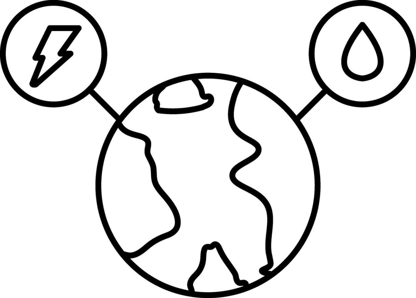 Energy And Water In Earth Line Art Icon. vector