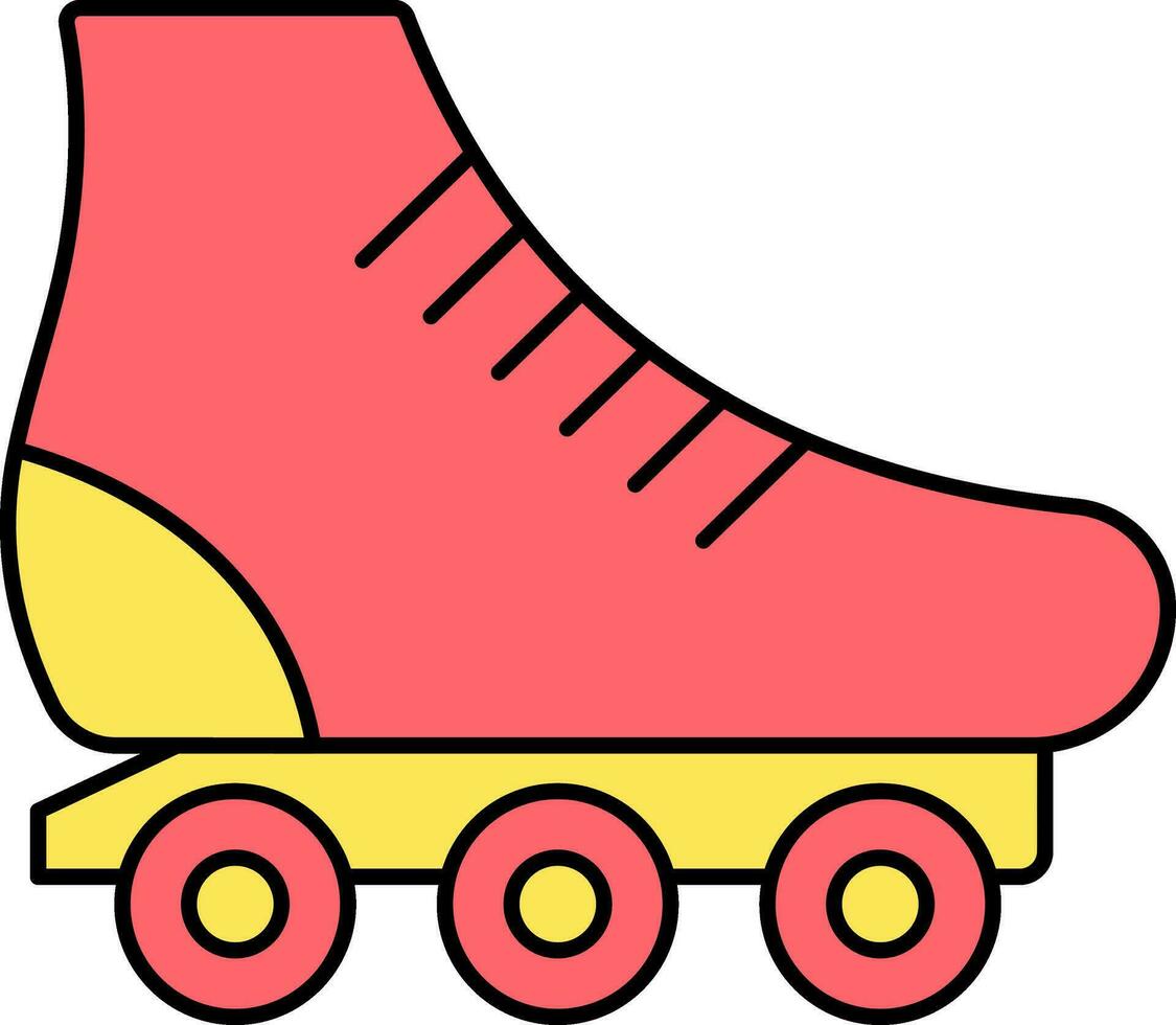 Roller Skate Icon In Red And Yellow Color. vector