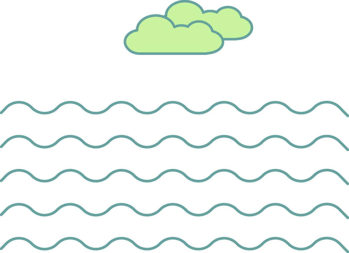 River With Cloud Icon In Green And White Color. vector