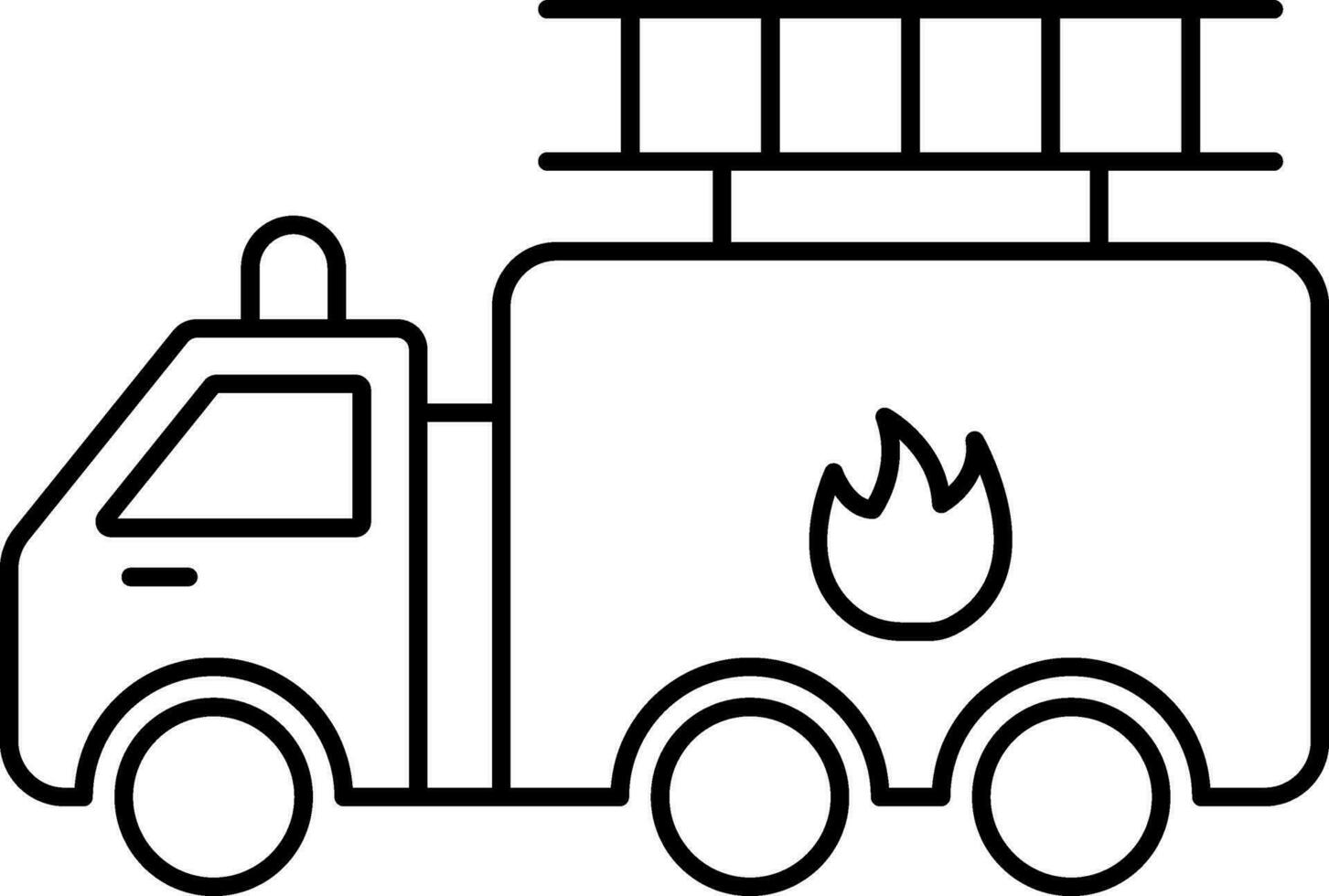 Fire Truck Line Art Icon in Flat Style. vector