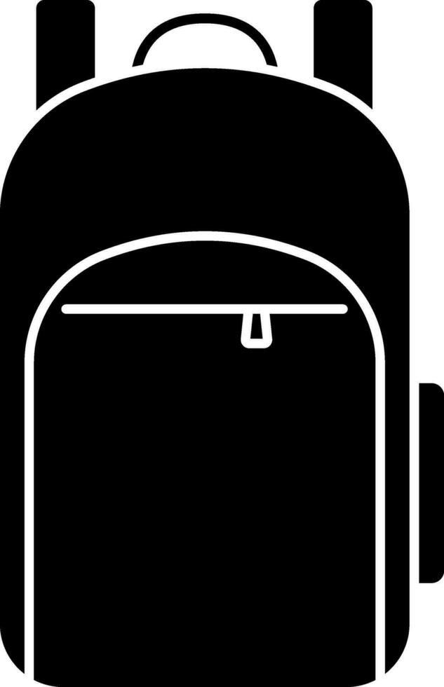 black and white Backpack Icon In Flat Style. vector