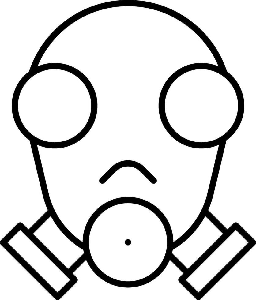 Gas Mask Icon In Black Line Art. vector