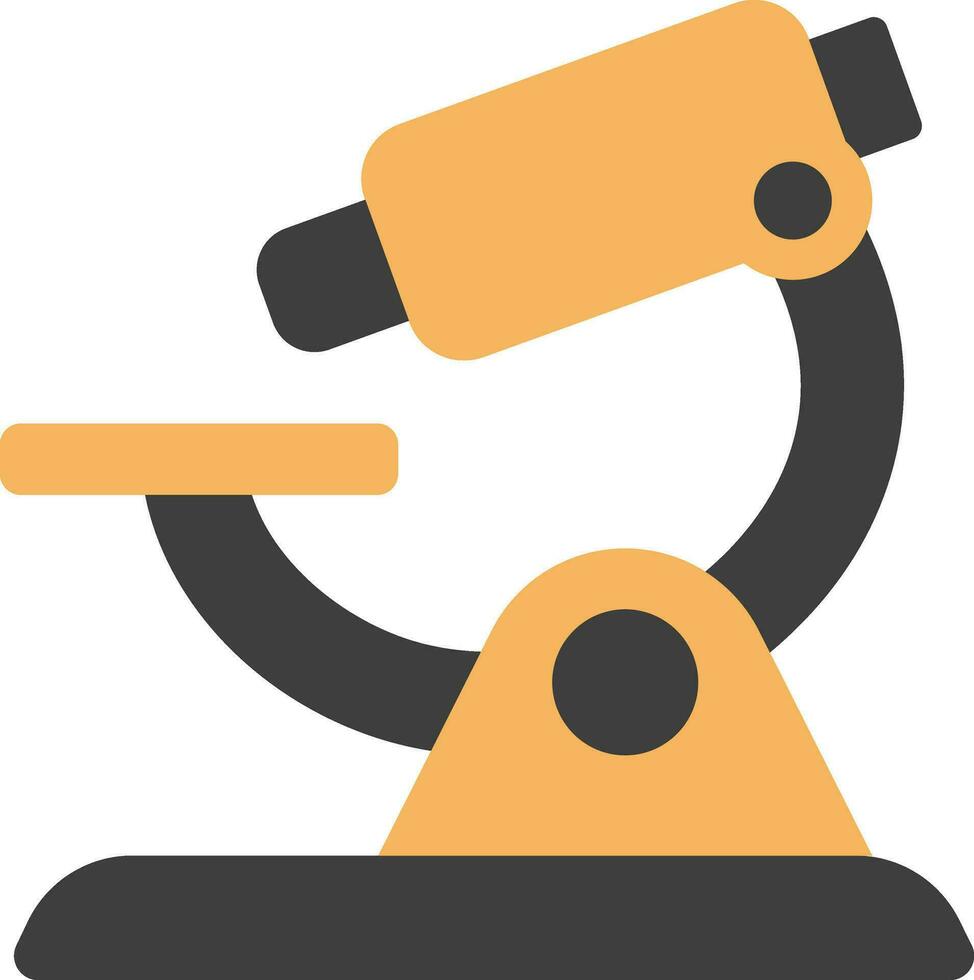 Microscope Icon In Black And Yellow Color. vector