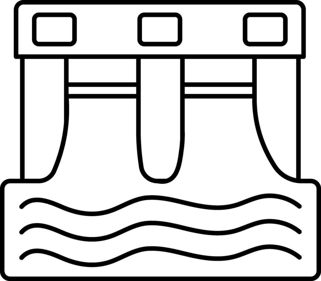Hydropower Icon In Black Line Art. vector