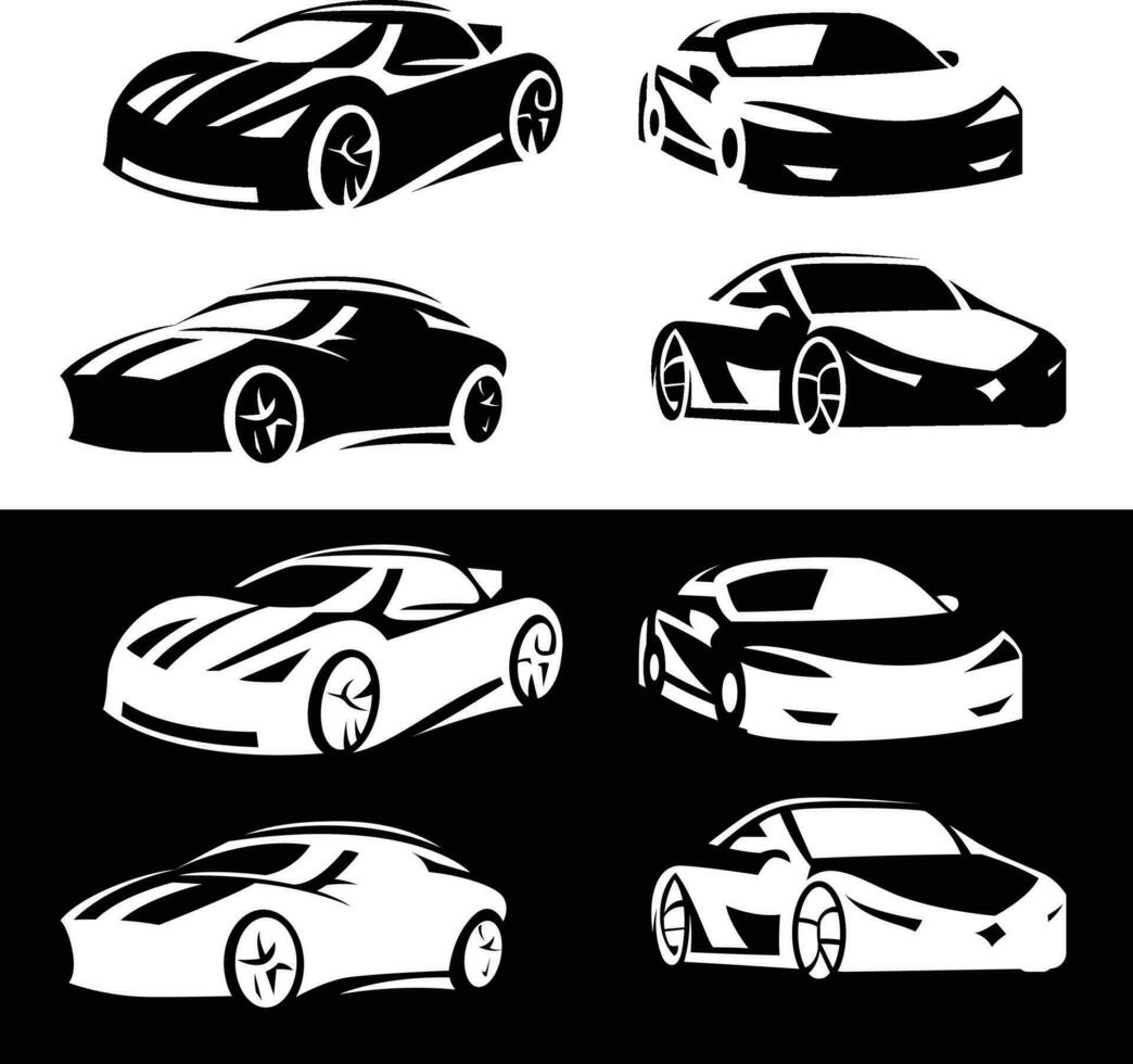 vector Sports car logo icon set, Motor vehicle silhouette emblems, Auto garage dealership brand identity design elements, Vector illustrations