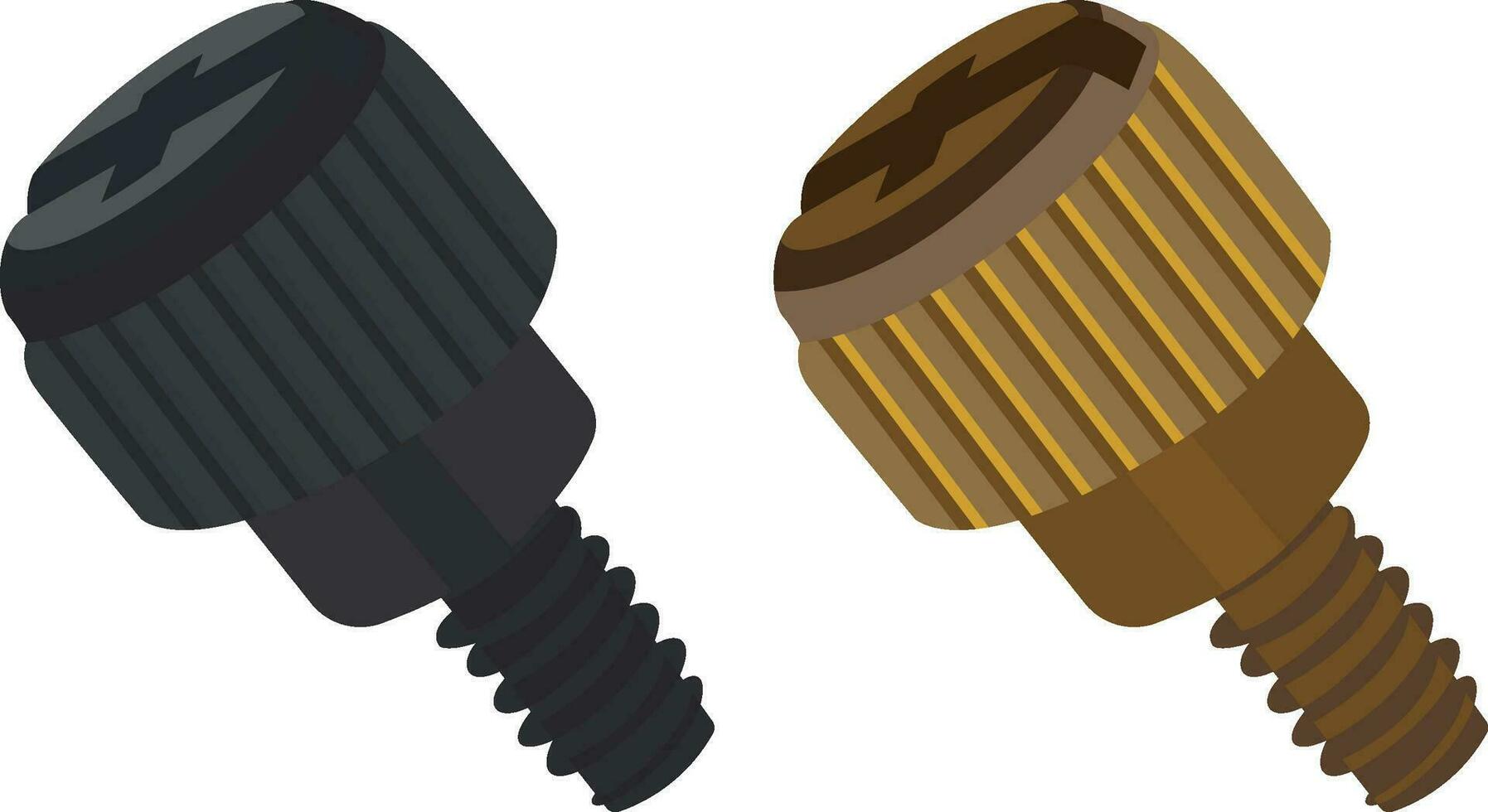 Computer casing screw Black and Brass vector illustration, clip art , computer thumb screw stock vector image