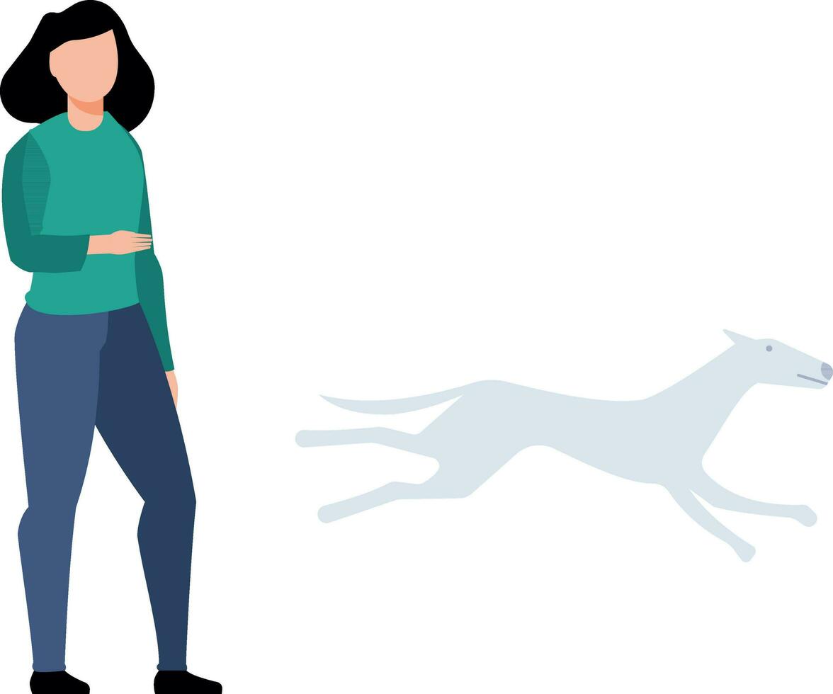 un niña es mirando a un corriendo caballo. vector