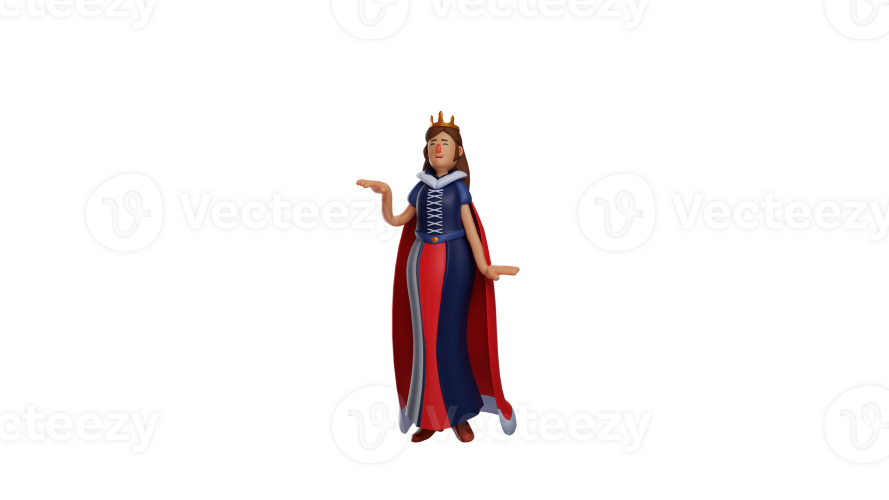 3D illustration. Adorable Princess 3D cartoon character. Princess moved her hand. Princess showed a strange pose. Princess looks beautiful and attractive. 3D cartoon character png