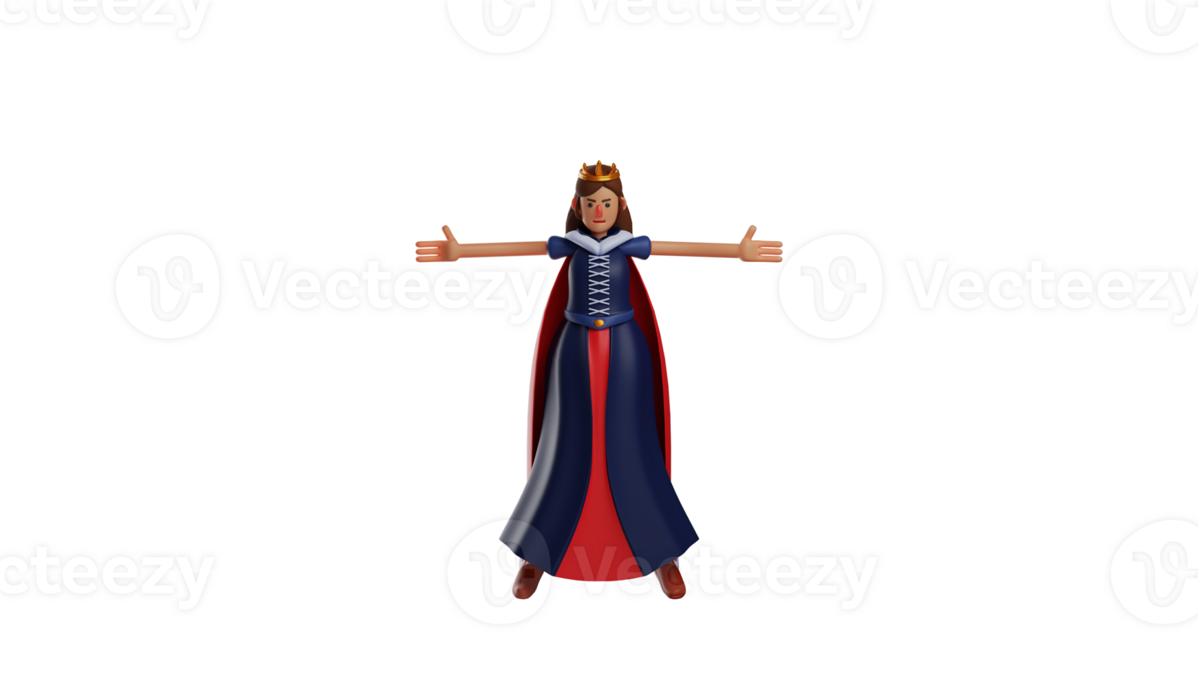 3D illustration. Angry Princess 3D cartoon character. The royal princess spread her hands and looked like she was blocking someone. Princess showed a very angry expression. 3D cartoon character png