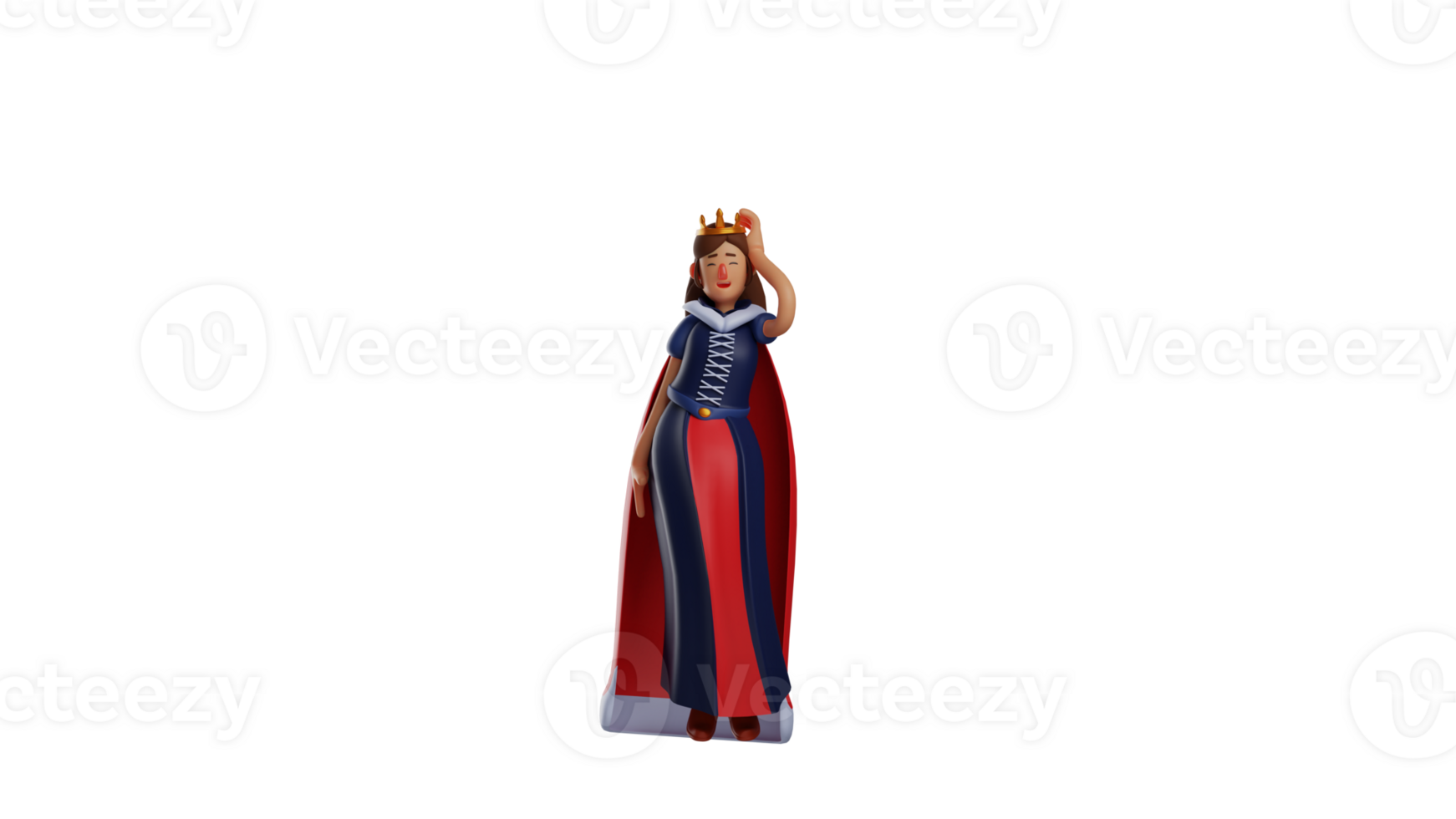 3D illustration. Calm Princess 3D cartoon character. The royal princess showed her bashful expression. The beautiful princess smiled to everyone who saw her. 3D cartoon character png