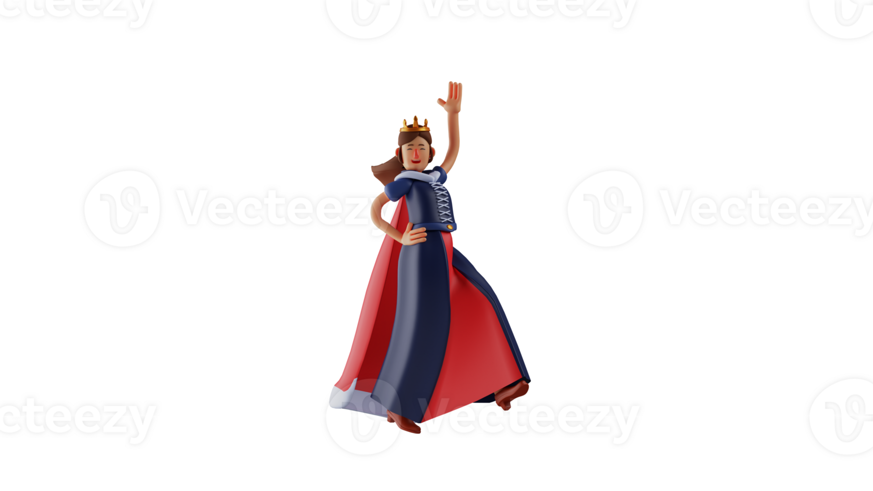 3D illustration. Attractive Princess 3D cartoon character. The royal princess is dancing. Talented princess is showing her dancing talent in front of everyone. 3D cartoon character png