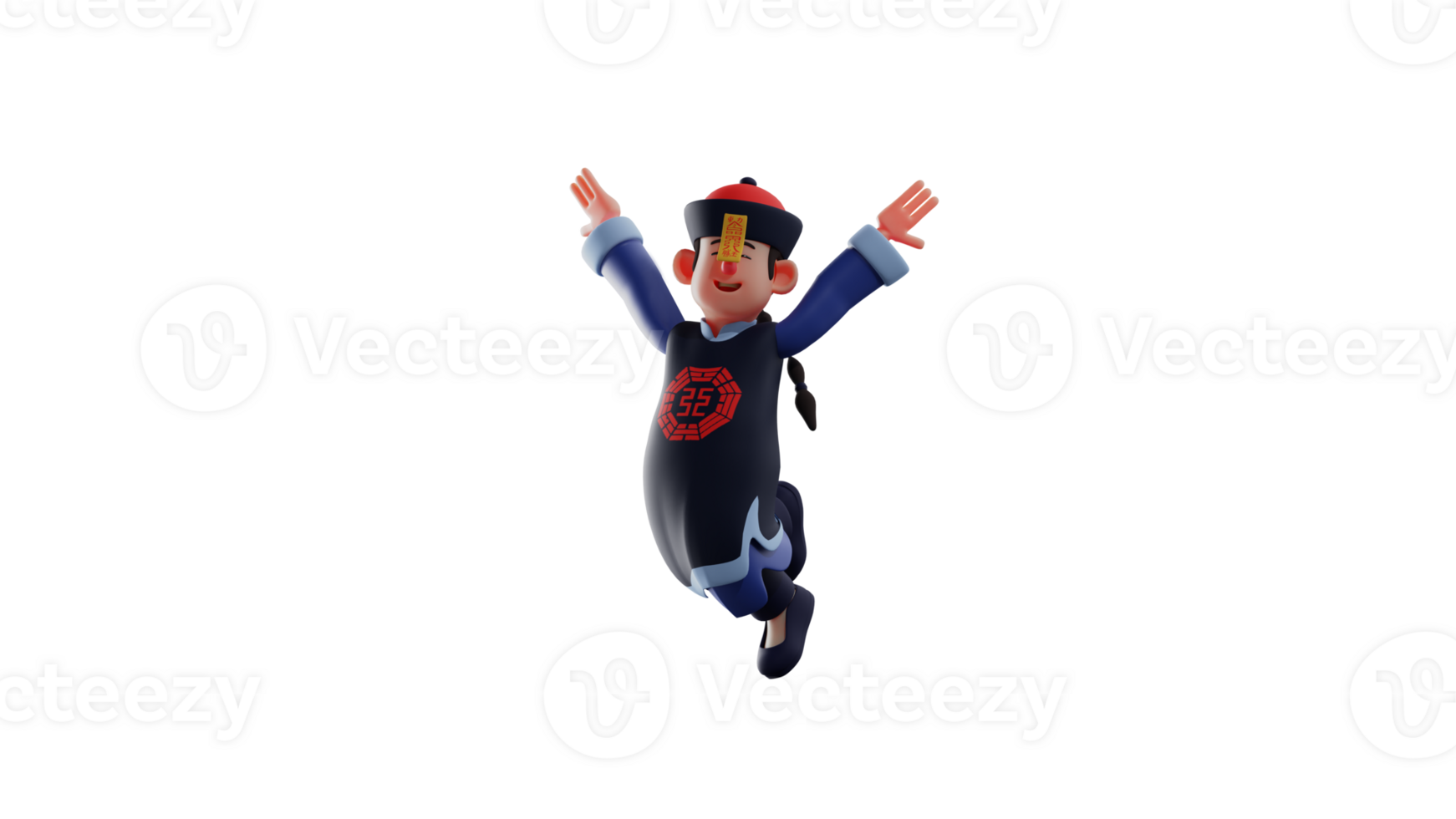 3D illustration. Happy Vampire 3D cartoon character. Vampire is jumping up and down with pleasure. The boy is wearing a vampire costume and looks very happy. 3D cartoon character png
