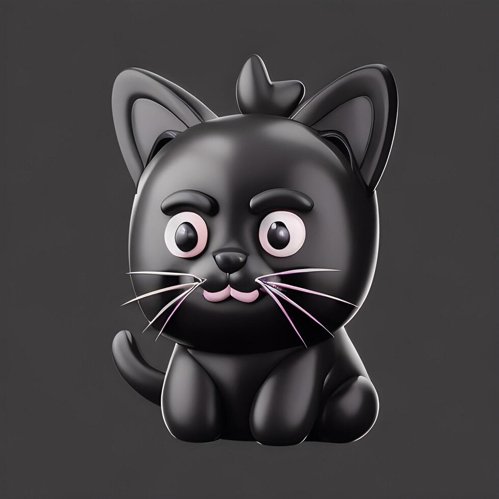 ai generado negro gato en 3d ilustración foto