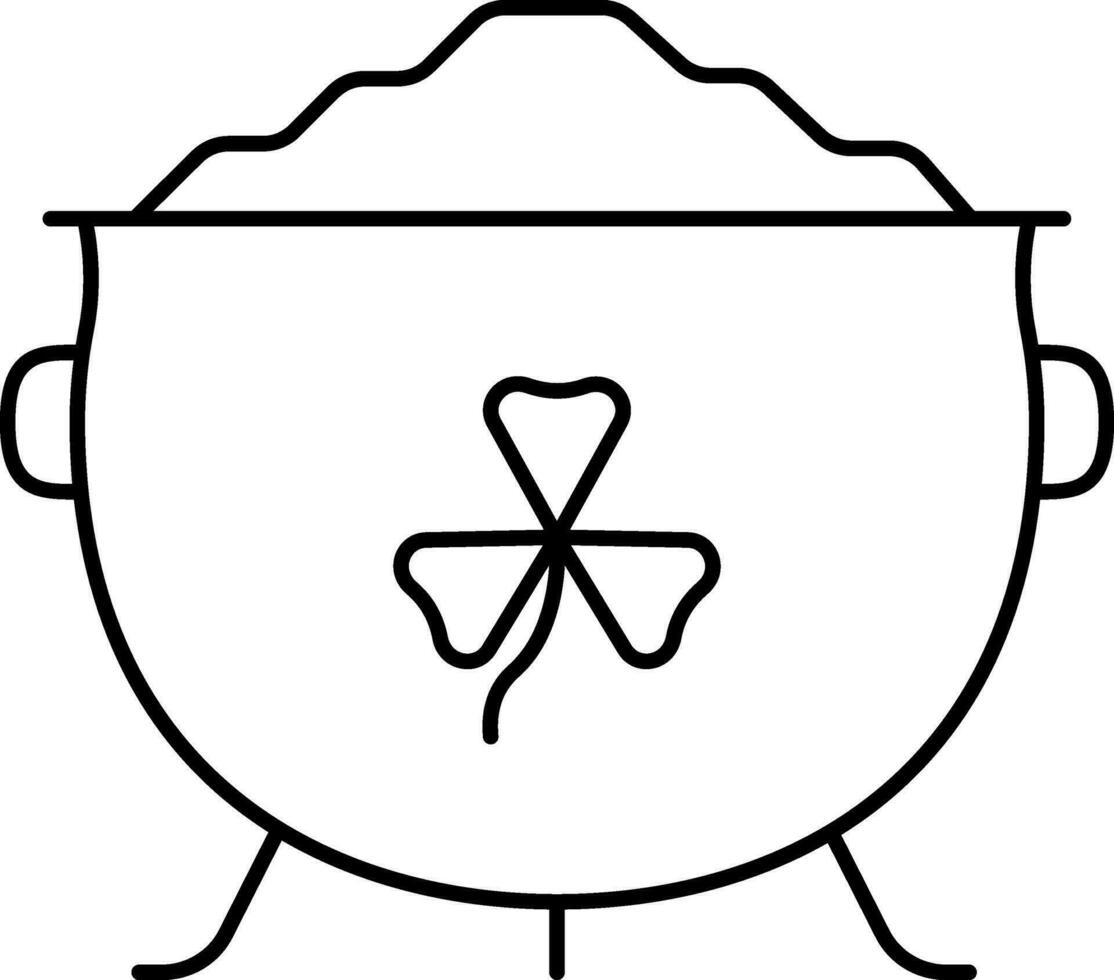 Clover Cauldron Black Stroke Icon. vector