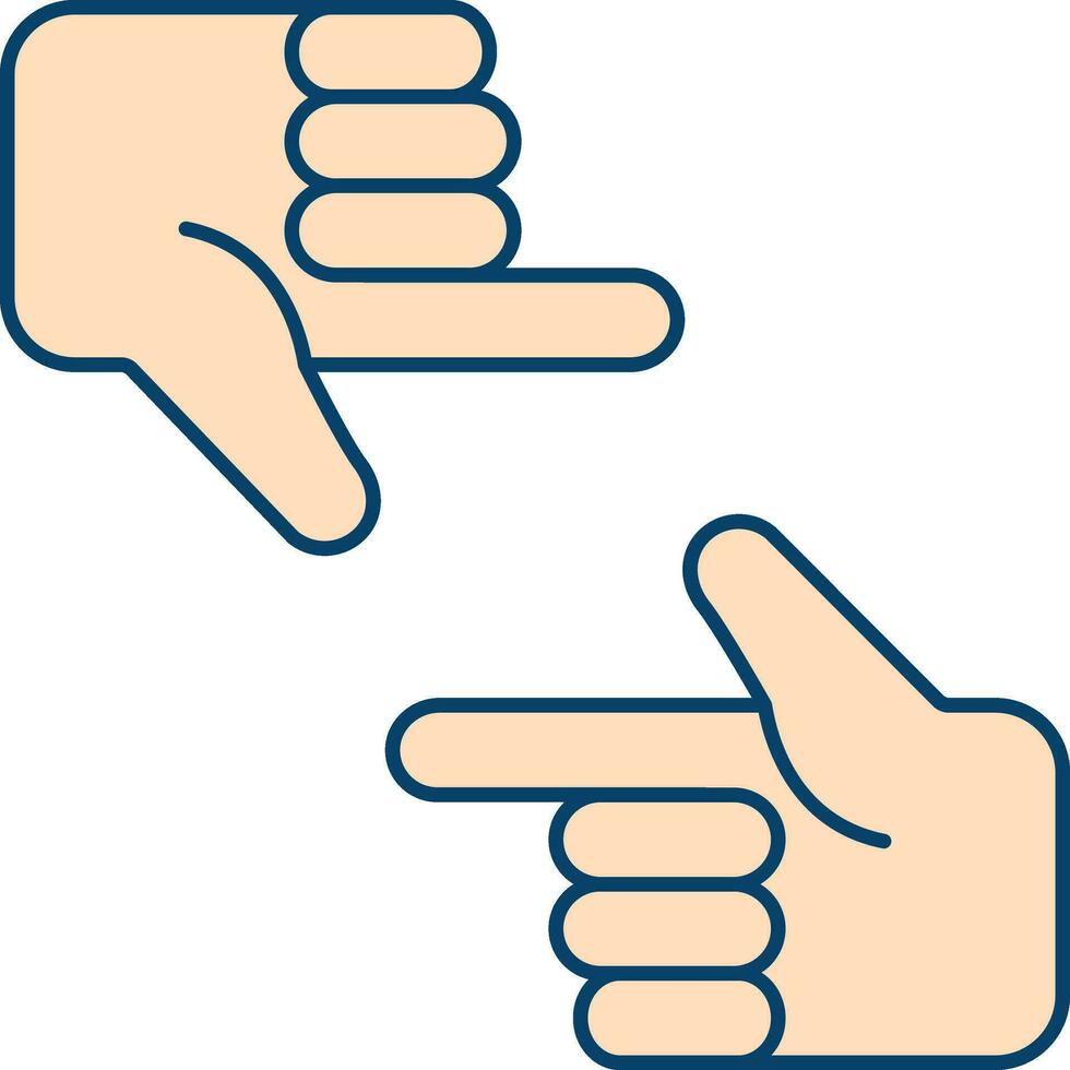 Peach Illustration Of Hand Making Frame Flat Icon. vector
