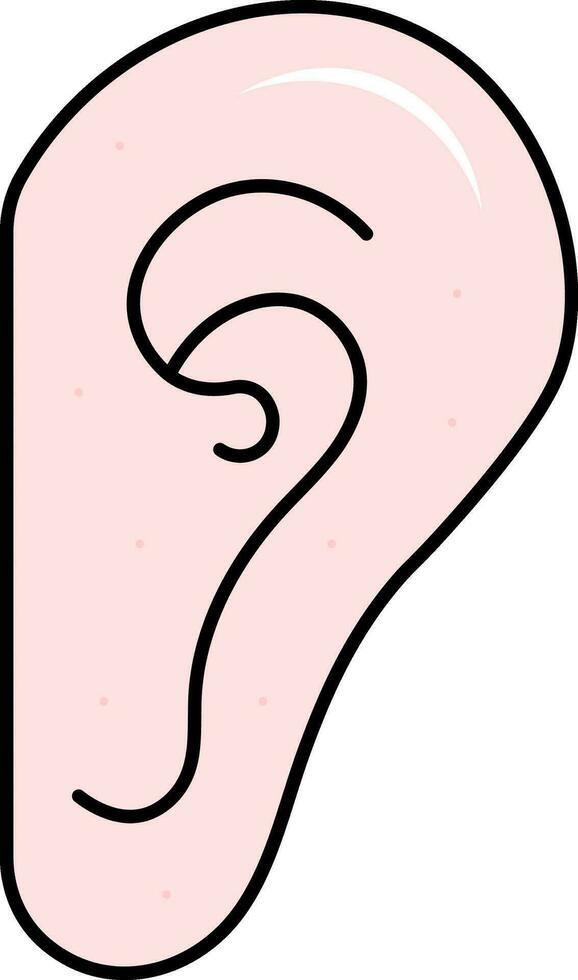 Flat Illustration Of Human Ear Pink Icon. vector