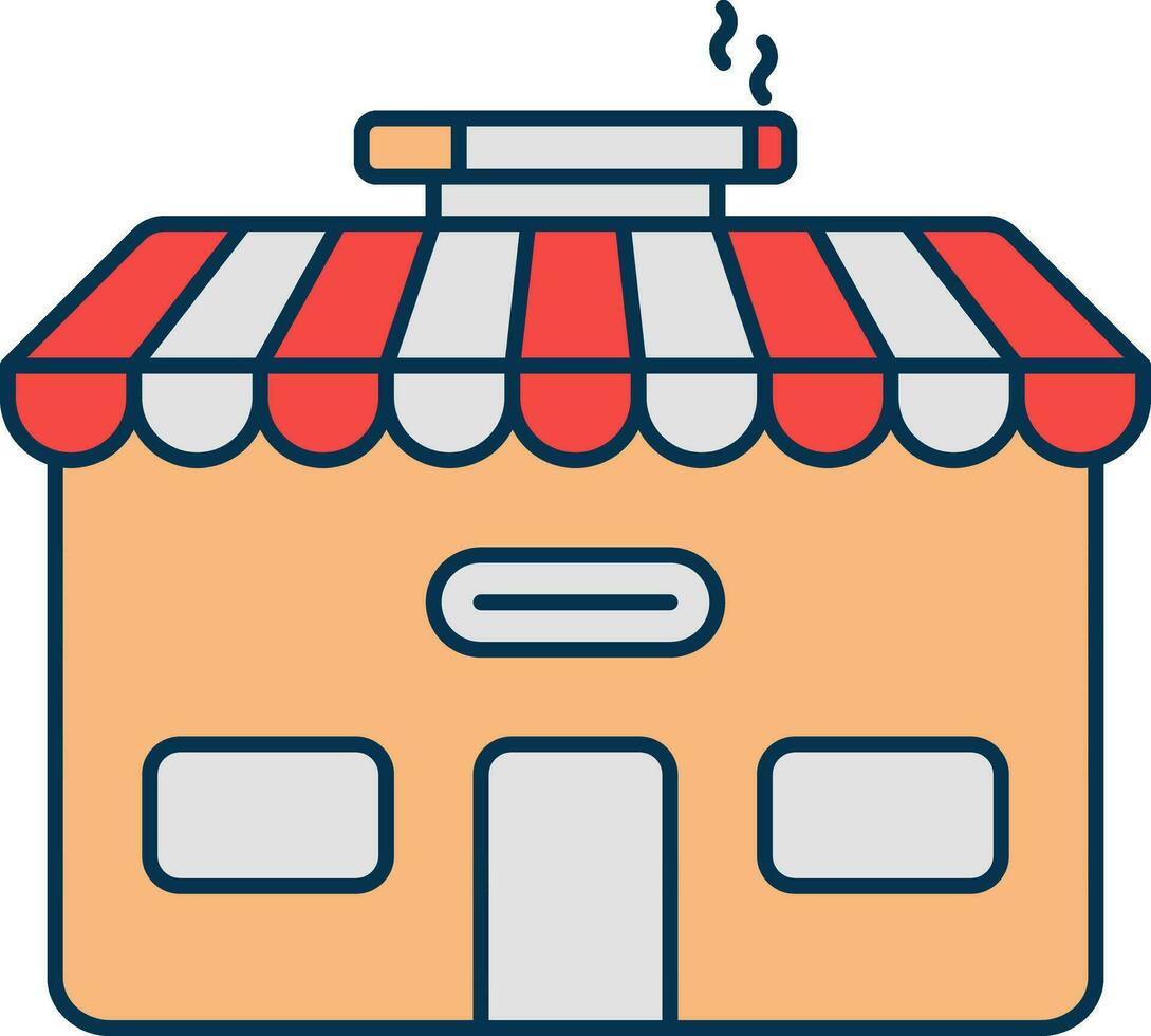 Flat Style Cigarette Shop Icon In Orange And Grey Color. vector