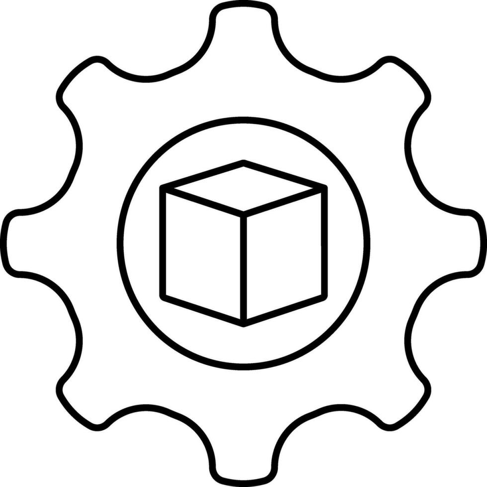 3d Modeling Setup Icon In Black Outline. vector