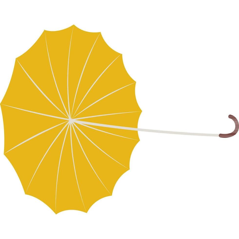 Yellow Open Umbrella On Floor Flat Element. vector