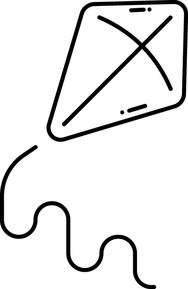 Isolated Fly Kite Icon In Black Line Ar Style. vector