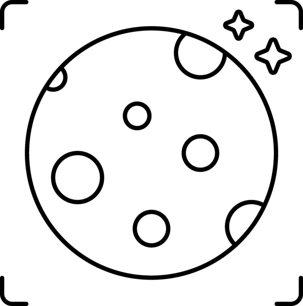 Moon With Star View Icon In Line Art. vector