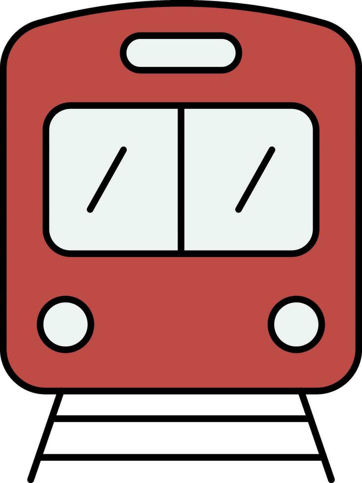 Flat Style Train Icon In Brown Color. vector
