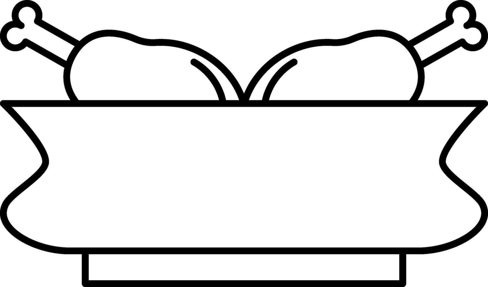 Leg Chicken Bow Black Thin Line Art. vector