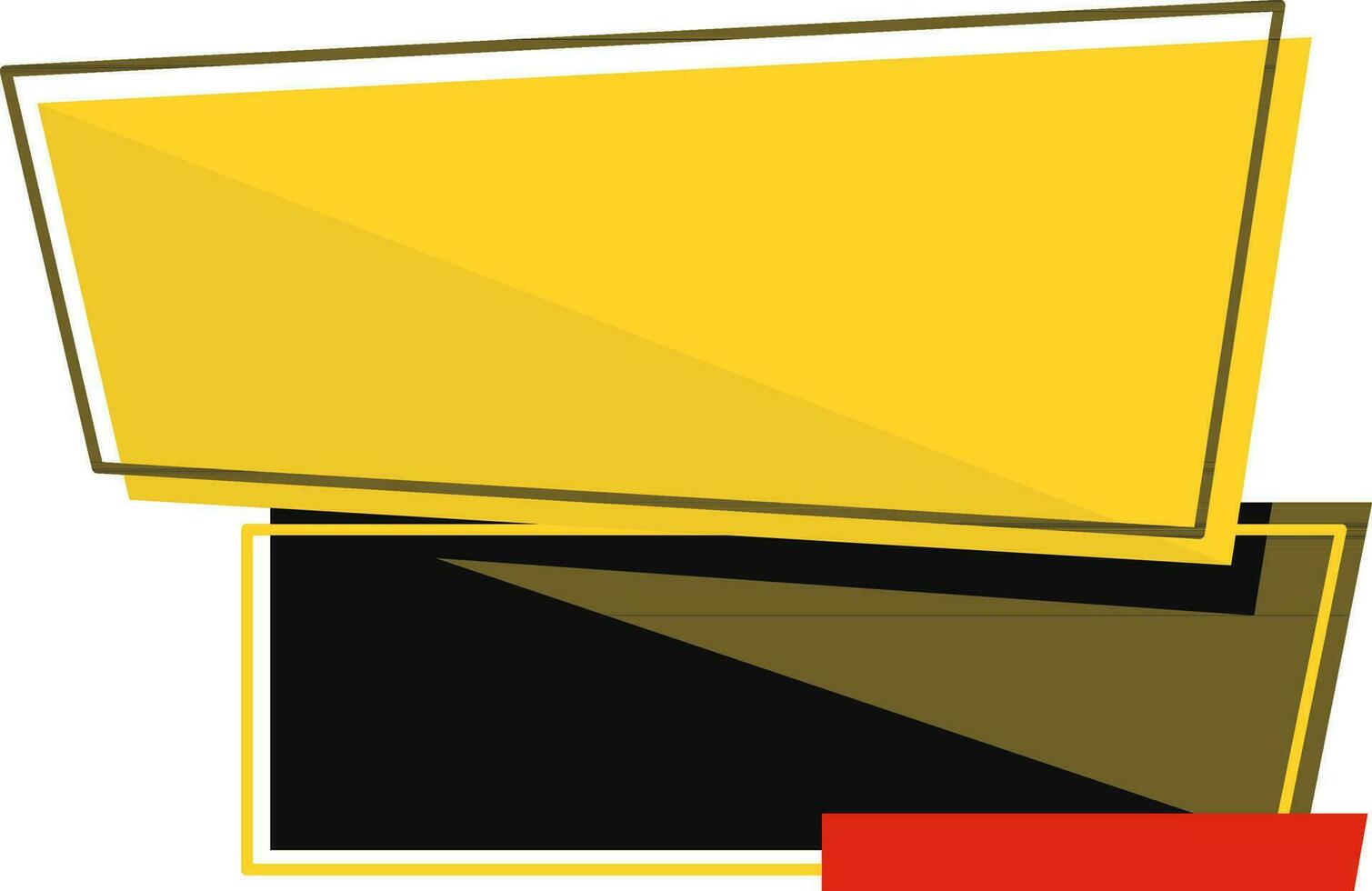Overlapping Paper Rectangle Stripe Element In Yellow And Black Color. vector