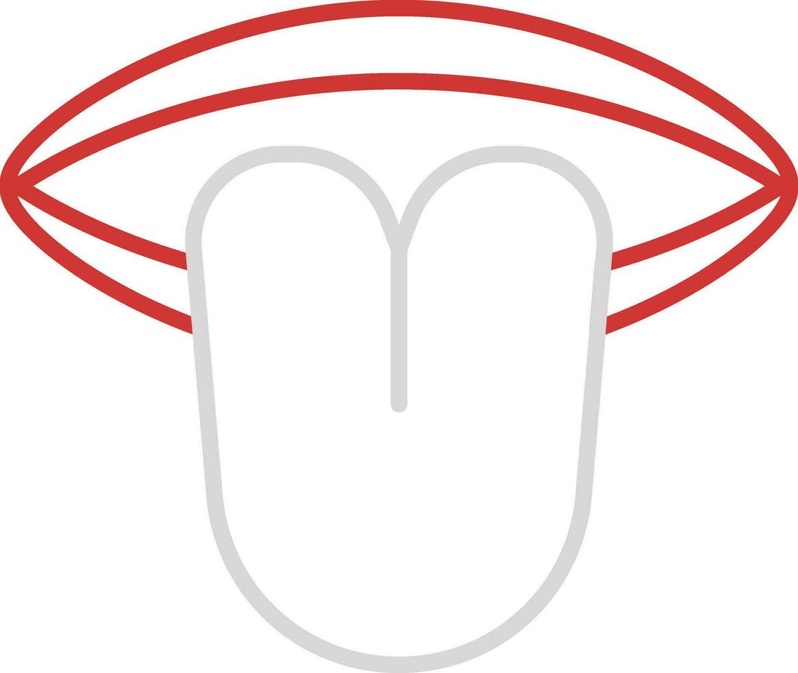 Red And Grey Outline Human Tongue Icon. vector