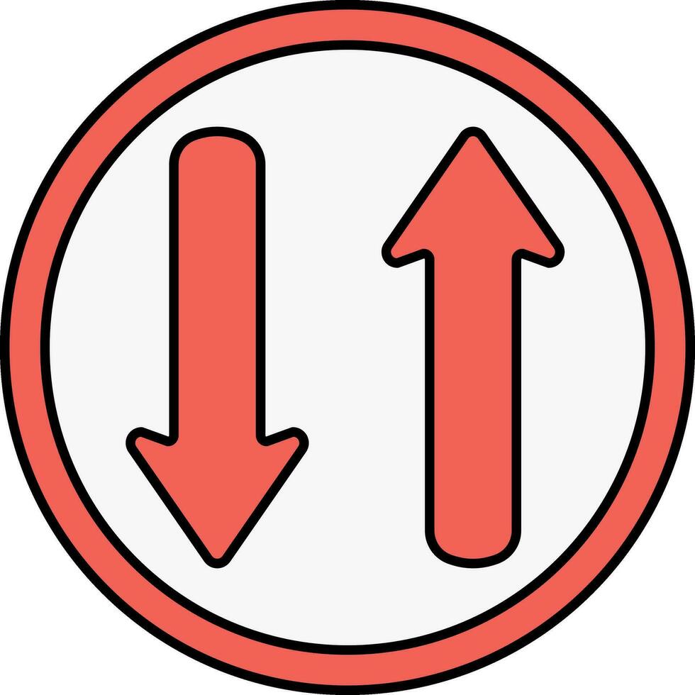 rojo arriba y abajo flecha redondo icono. vector