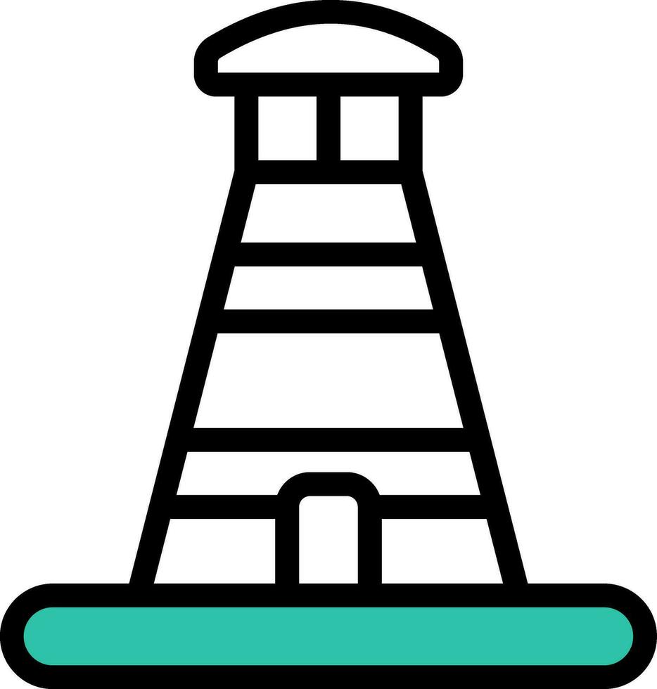 Light House Icon In Green And White Color. vector