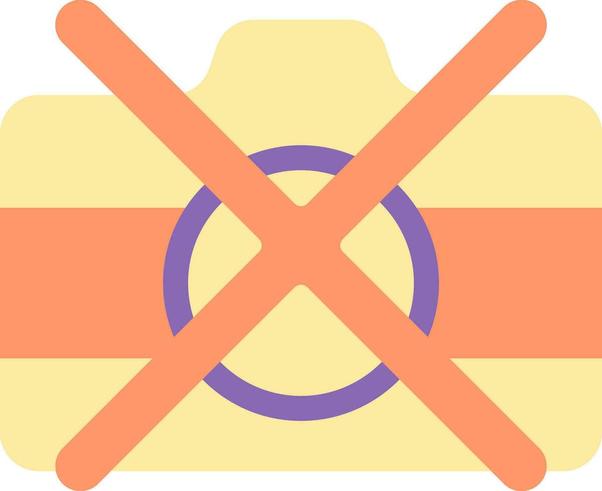 No Camera Icon In Orange And Yellow Color. vector