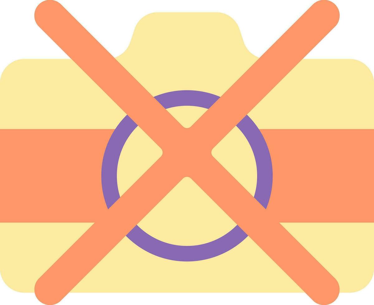 No Camera Icon In Orange And Yellow Color. vector