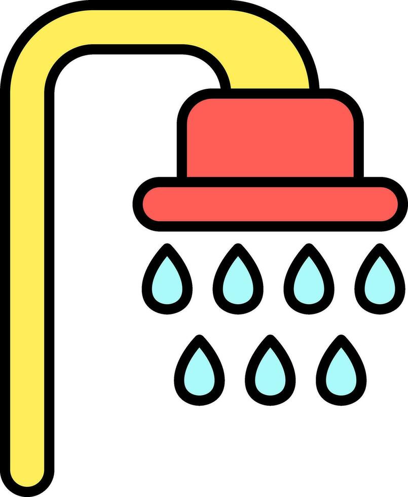Open Shower Faucet Icon In Yellow And Red Color. vector
