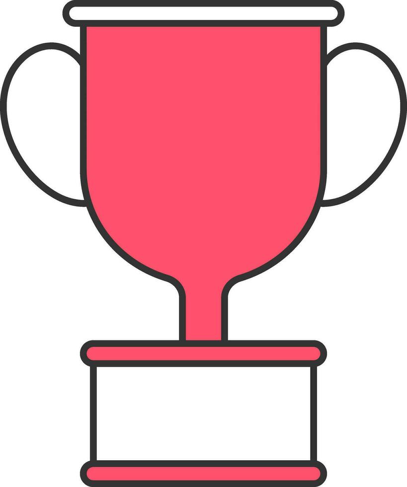Red And White Illustration Of Trophy Cup Flat Icon. vector
