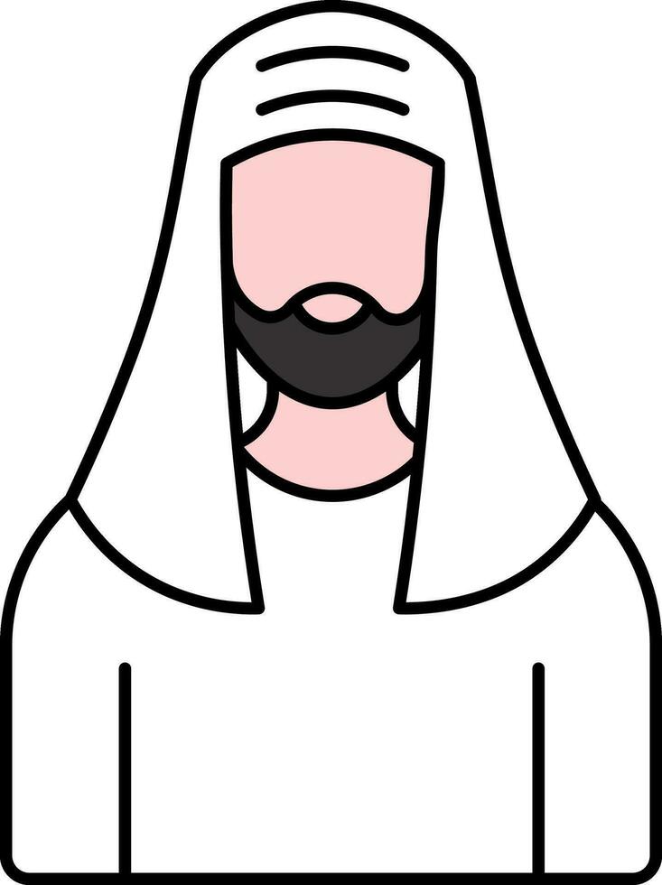 Cartoon Arabian Man Icon In Flat Style. vector