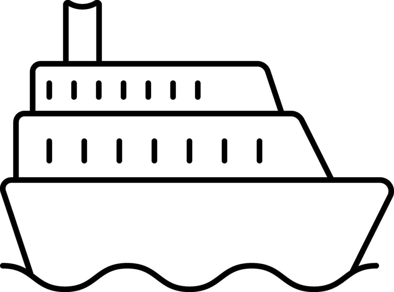 Black Thin Line Art Of Ship Boat Icon. vector
