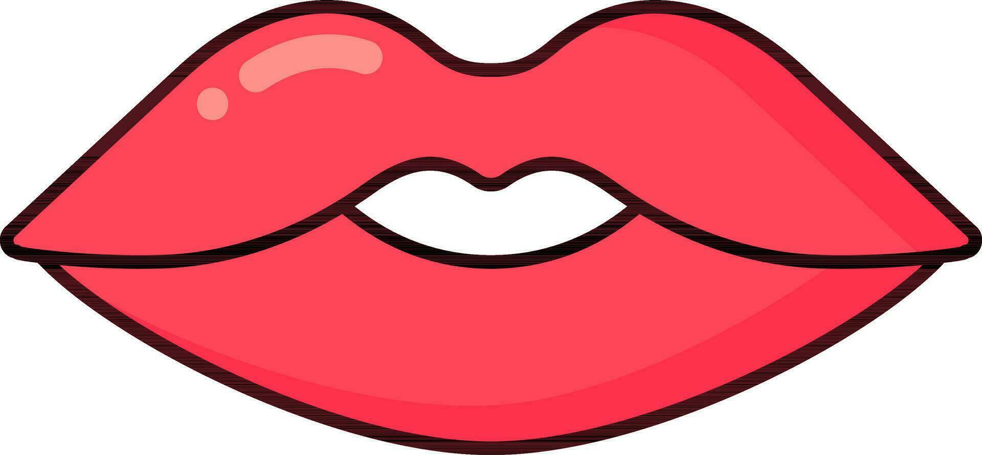 Flat Illustration of Red Lips Icon. vector