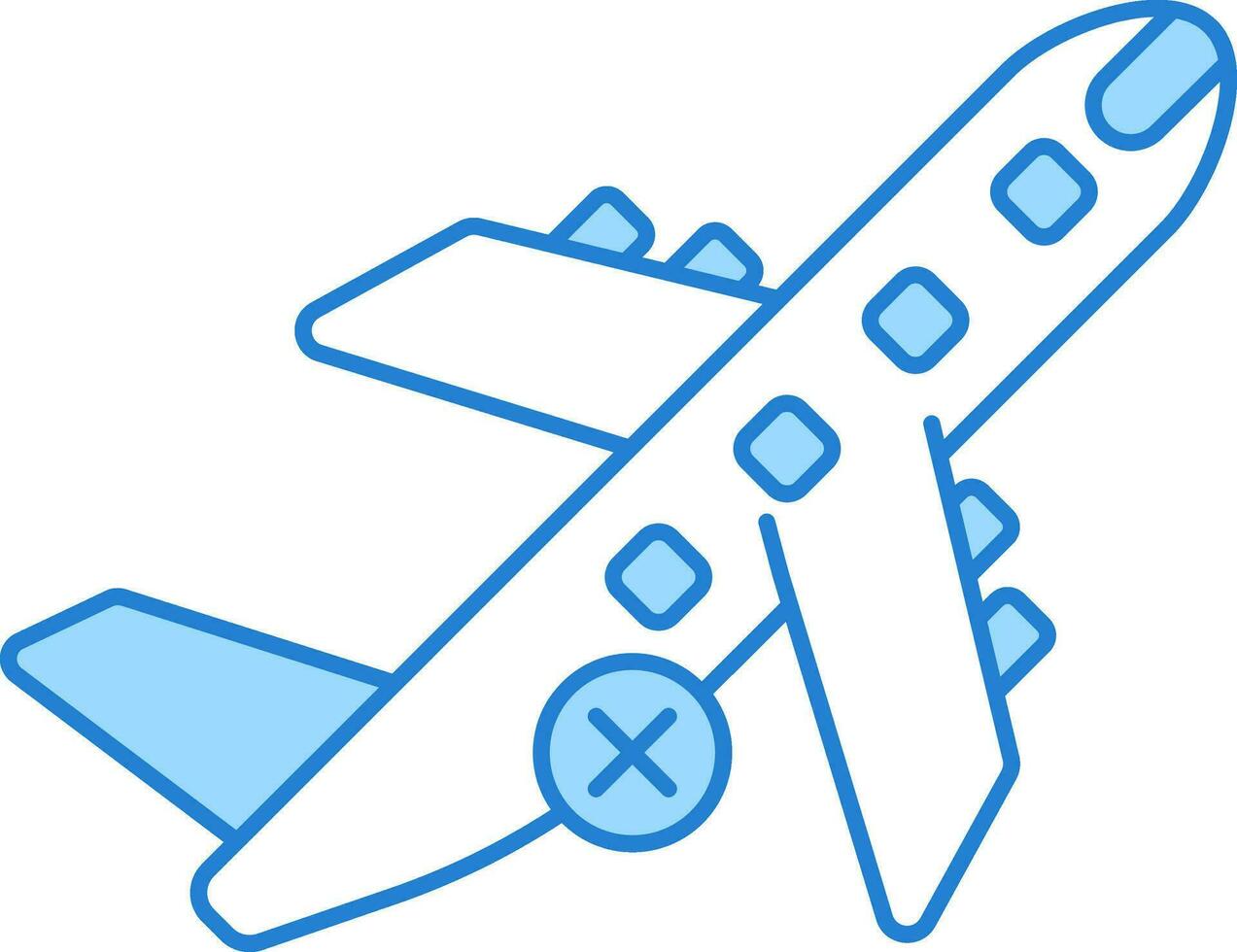 melocotón y azul cancelar vuelo icono o símbolo. vector