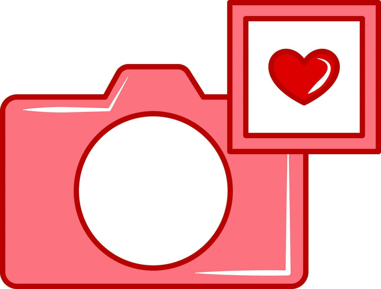 amor momentos capturado imagen con cámara icono en rojo y blanco color. vector