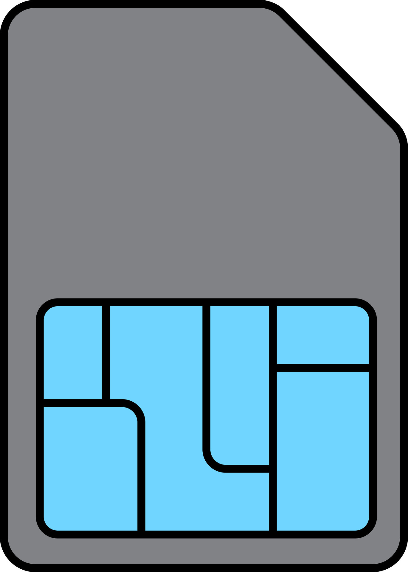 Isolated Sim Card Flat Icon In Grey And Blue Color. 24958249 Vector Art