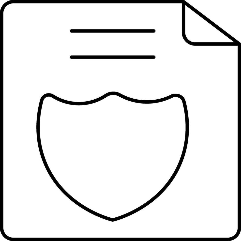 Document Security Shield Icon In Line Art. vector