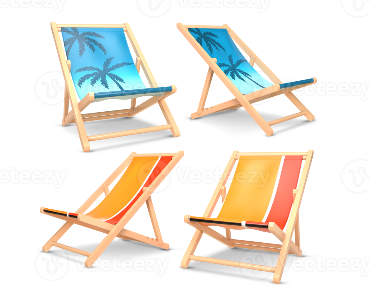 3D Rendering Set Of Beach Chairs With Different Textures 24958382 PNG